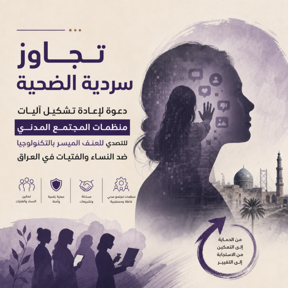 تجاوز سردية الضحية: دعوة لإعادة تشكيل آليات منظمات المجتمع المدني للتصدي للعنف الميسر بالتكنولوجيا ضد النساء والفتيات في العراق